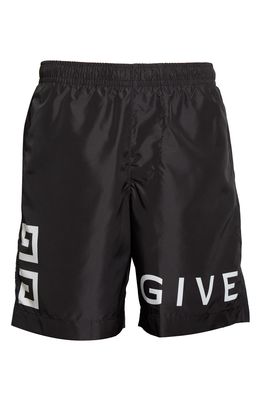 Givenchy 4G Logo Swim Trunks in Black/White
