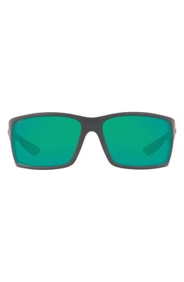 Costa Del Mar 64mm Mirrored Polarized Rectangular Sunglasses in Crystal Grey