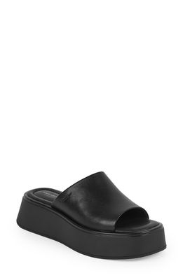 Vagabond Shoemakers Courtney Flatform Slide Sandal in Black/Black