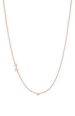 BYCHARI Asymmetric Initial & Diamond Pendant Necklace in 14K Rose Gold-Z