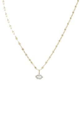STONE AND STRAND Pave Diamond Lips Pendant Necklace in Yellow Gold