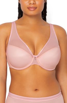 Curvy Couture Underwire Plunge Bra in Blushing Rose