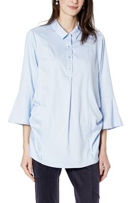 Emilia George Olivia Bell Cuff Maternity/Nursing Shirt in Blue