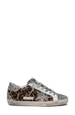 Golden Goose Super-Star Leopard Print Genuine Calf Hair Sneaker in Silver/Brown Black Leo