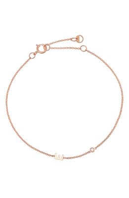 BYCHARI Initial & Diamond Bracelet in 14K Rose Gold-E