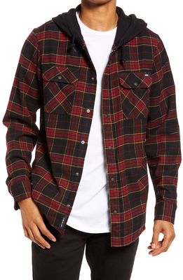 Vans Men's Parkway II Plaid Flannel Hooded Shirt Jacket in Pomegranate Black