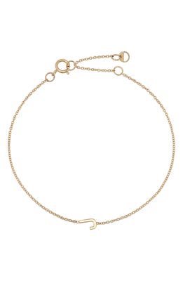 BYCHARI Initial Pendant Bracelet in 14K Yellow Gold-J