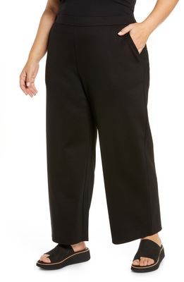 Eileen Fisher High Waist Wide Leg Ponte Pants in Black