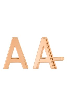 BYCHARI Large Initial Stud Earrings in 14K Rose Gold-A