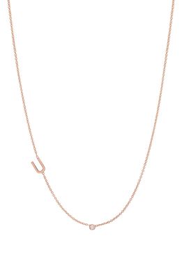 BYCHARI Asymmetric Initial & Diamond Pendant Necklace in 14K Rose Gold-U