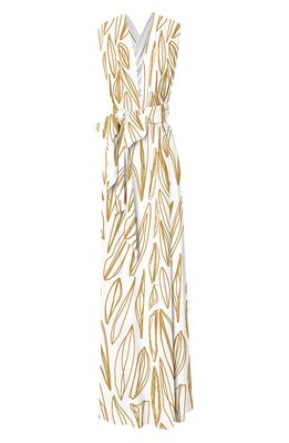 DIARRABLU Mailys Fiore Print Jacquard Convertible Dress in Gold