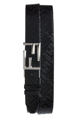 Fendi FF Buckle Reversible Leather Belt in Black/Silver