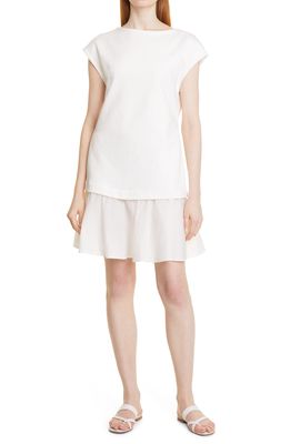 Emporio Armani Jersey Ruffle Cap Sleeve Dress in Off White
