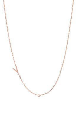 BYCHARI Asymmetric Initial & Diamond Pendant Necklace in 14K Rose Gold-V