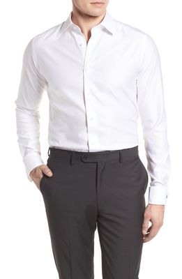 David Donahue Slim Fit Tuxedo Shirt in White