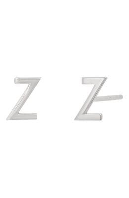 BYCHARI Large Initial Stud Earrings in 14K White Gold-Z