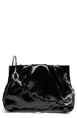 HOUSE OF WANT Chill Vegan Leather Frame Clutch in Black Sheen
