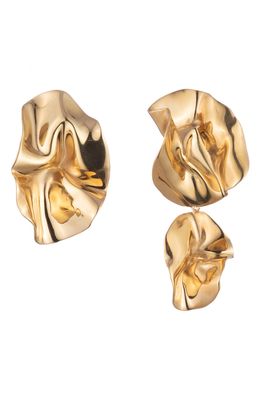 Sterling King Mismatched Fold Earrings in Gold