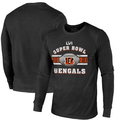 Men's Majestic Threads Black Cincinnati Bengals Super Bowl LVI Bound Make it Happen Long Sleeve T-Shirt