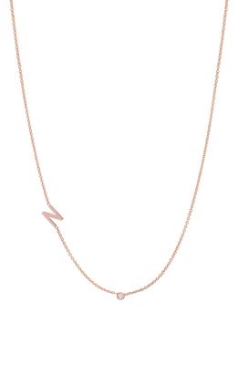 BYCHARI Asymmetric Initial & Diamond Pendant Necklace in 14K Rose Gold-N