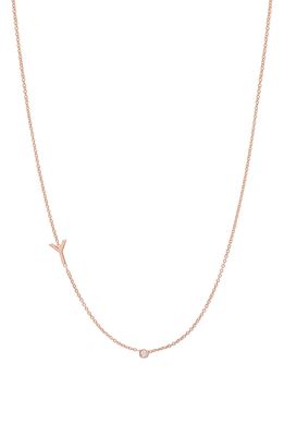 BYCHARI Asymmetric Initial & Diamond Pendant Necklace in 14K Rose Gold-Y