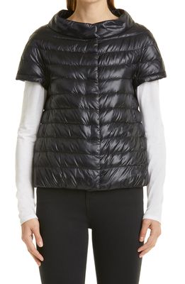 Herno Emilia Cap Sleeve Quilted Down Jacket in Black