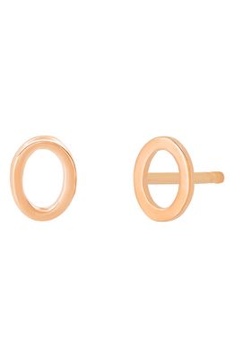 BYCHARI Large Initial Stud Earrings in 14K Rose Gold-O