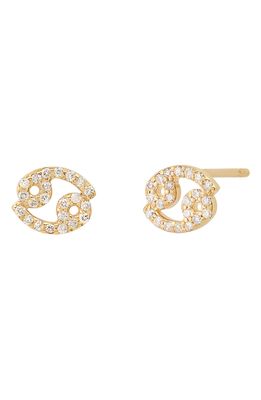 BYCHARI Zodiac Diamond Stud Earrings in 14K Yellow Gold - Cancer