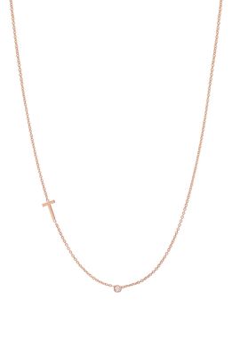 BYCHARI Asymmetric Initial & Diamond Pendant Necklace in 14K Rose Gold-T