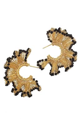 Lavish by Tricia Milaneze Lavish Jewelry Crochet Ruffle Beaded Earrings in Black/Gold