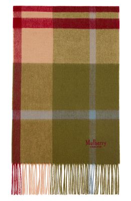 Mulberry Small Check Lambswool Scarf in Moss