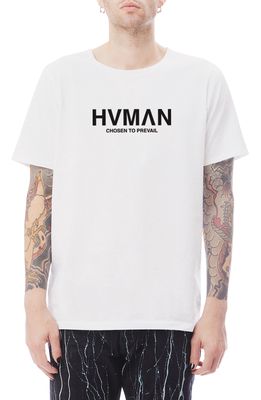 HVMAN Regular Fit Basic Logo Crewneck Cotton T-Shirt in White