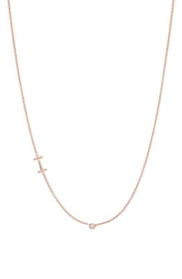 BYCHARI Asymmetric Initial & Diamond Pendant Necklace in 14K Rose Gold-I