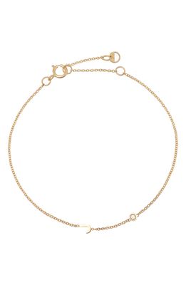 BYCHARI Initial & Diamond Bracelet in 14K Yellow Gold-J