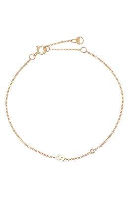 BYCHARI Initial & Diamond Bracelet in 14K Yellow Gold-S