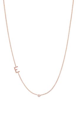 BYCHARI Asymmetric Initial & Diamond Pendant Necklace in 14K Rose Gold-E