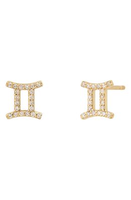 BYCHARI Zodiac Diamond Stud Earrings in 14K Yellow Gold - Gemini