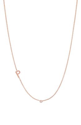 BYCHARI Asymmetric Initial & Diamond Pendant Necklace in 14K Rose Gold-P
