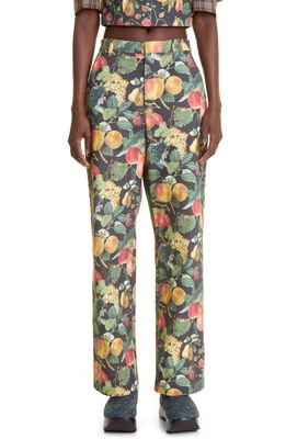 PUPPETS AND PUPPETS Fruit Tree Print Straight Leg Trousers