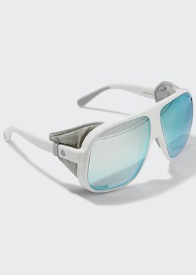 Men's Diffractor Square Sunglasses w/ Side Shield Blinders