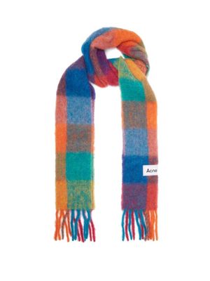 Acne Studios - Checked Fringed Scarf - Mens - Pink