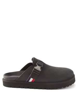 Moncler - Mon Mule Leather Backless Loafers - Mens - Black