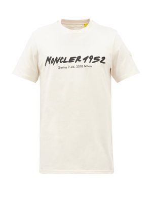 2 Moncler 1952 - Logo-embroidered Cotton-jersey T-shirt - Mens - Beige Multi