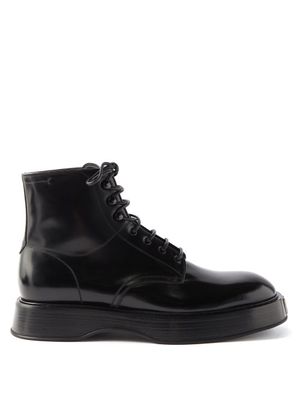 Dolce & Gabbana - Logo-plaque Leather Boots - Mens - Black