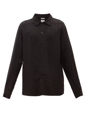 Tom Wood - Baltazar Geometric-jacquard Poplin Shirt - Mens - Black