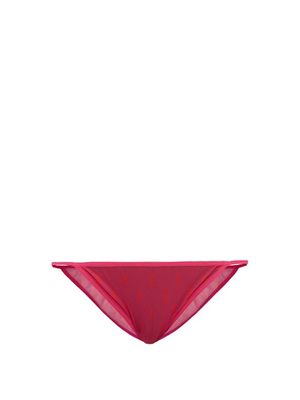 Saint Laurent - Ysl-monogram Jersey-mesh Briefs - Womens - Fuchsia
