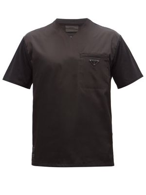 Prada - Triangle Logo-plaque Nylon T-shirt - Mens - Black