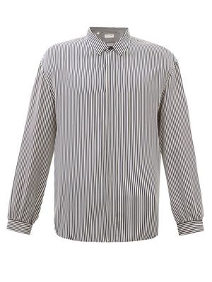 Saint Laurent - Striped Silk-crepe De Chine Shirt - Mens - Black White