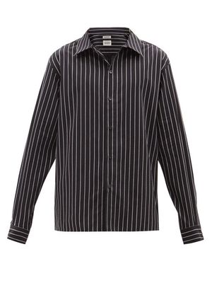 Tom Wood - Baltazar Striped Organic-cotton Poplin Shirt - Mens - Black