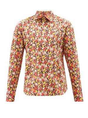 Molly Goddard - Craig Pintucked Floral-print Cotton Shirt - Mens - Pink Multi
